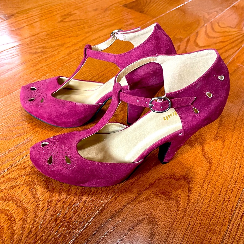 ModCloth, The Zest is History, T-strap Heel, Sz 8, Burgundy
